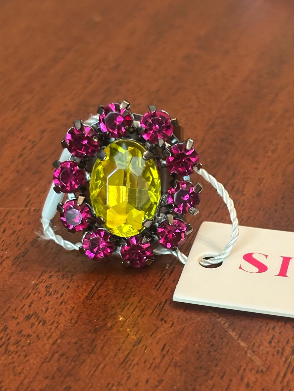 Sienna by TOVA Vibrant Yellow and Pink Floral Cocktail Ring - Picture 5 of 5